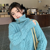 2020 Winter Blouse Design Sensation Small Crowdsourced Lazy Wind Retro Port Wind High Collar Sweater Women Loose Wear and Autumn Winter
