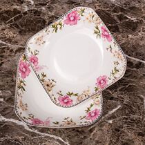 Creative plate home lead-free bone china square deep soup plate plate plate rice plate plate plate ceramic plate microwave oven special