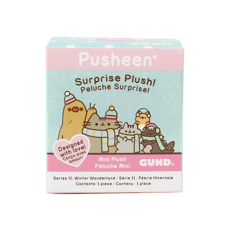 Плюшевая слепая коробка (GUND) Pusheen зимняя серия — маленькая коллекционная, армейский зелёный вариант