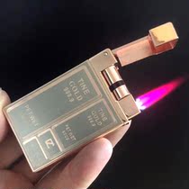 Touch-sensitive windproof lighter gold brick gold bar cigarette lighter red flame ignition sensitive classic inflatable lighter