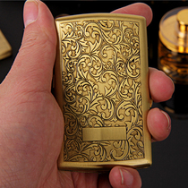 Double gun cigarette case 12-piece pure copper thin metal cigarette clip creative rich flower portable small cigarette case