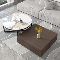 New light luxury rock slab tea table TV cabinet combination modern simple retractable smoked color large and small apartment solid wood floor cabinet