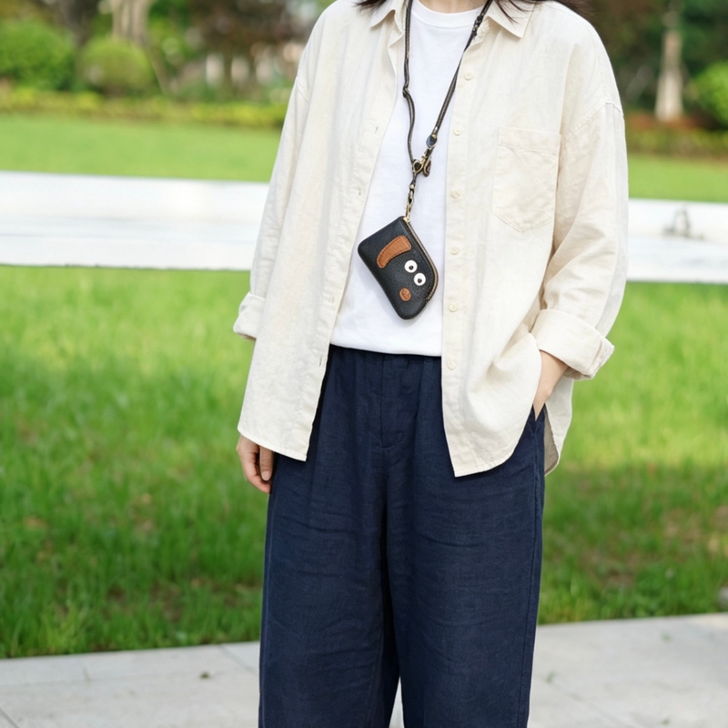 No. 7 Vegetable-Tanned First-Layer Cowhide Card Holder, Key Organizer, Earphone Pouch, Leather Doll Pendant, Bag Chain