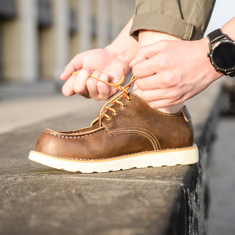 Spring and Autumn Retro Crazy Horse Leather Low Top Martin Boots Men's 875 Tooling Shoes British Style Casual Leather Big Leather Shoes Tide