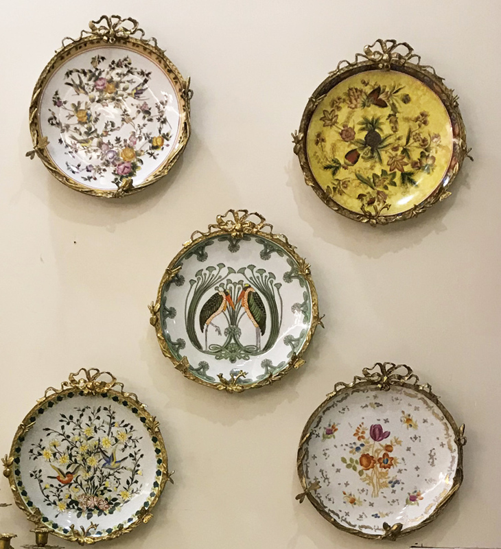 American-Style Retro Home Decor Wall Hanging Plate European-Style Ceramic with Copper Inlay High-End Villa Accessory Copper Plate Hanging Ornament