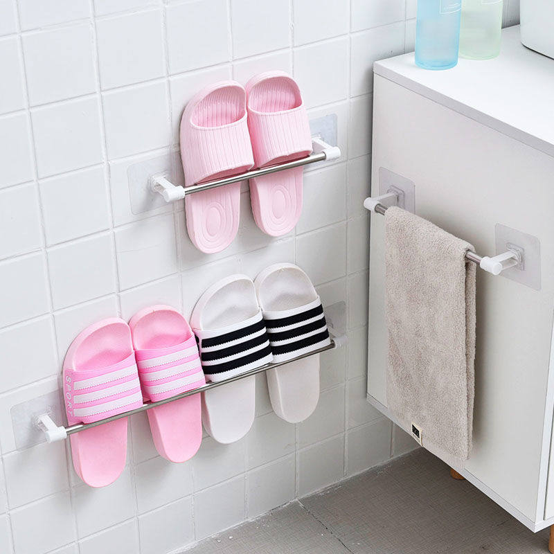 Simple slippers rack free dressing room wall hanging towel rack toilet shelf household shoe rack