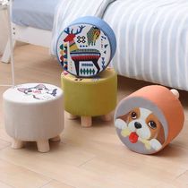 Small stool home fashion creative round stool sofa stool solid wood low stool living room fabric Pier change shoe stool small bench