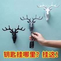 Multifunctional non-trace antler adhesive hook American three-dimensional deer head decorative adhesive hook non-hole detachable powerful hook