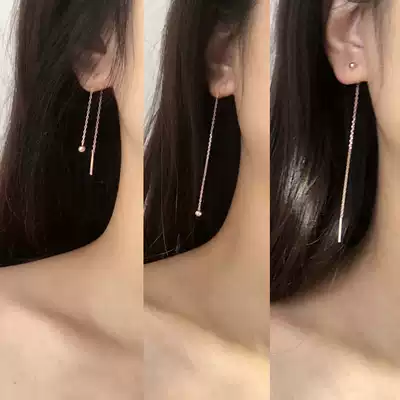 Special offer simple small round ball s925 sterling silver women's long ear refining earrings student day Korean earrings hypoallergenic