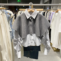 NUT CXKE UR autumn fashion trend fake two-piece stripe stitching knit short coat women's WJ09R9BN200