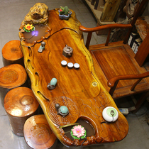 Root Carving Tea Table Gold Silk Nanmu Tea Table Tree Root Tea Sea Solid Wood Tea Table Furniture Integral Wood Engraving HD3215