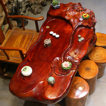 Root Carving Tea Table Gold Silk Nanmu Tea Table Tree Root Tea Sea Solid Wood Tea Table Balcony Small Tea Table Home Tree Carving HV2667