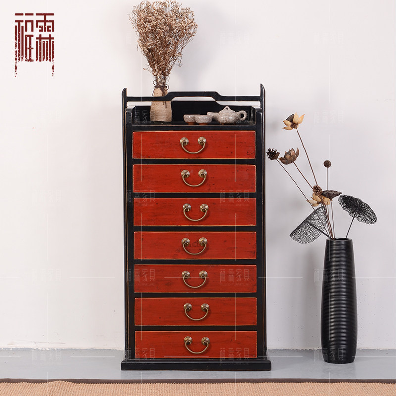 New Chinese imitation classical furniture seven drawers simple side cabinet drawer cabinet file cabinet storage cabinet display cabinet corridor display cabinet