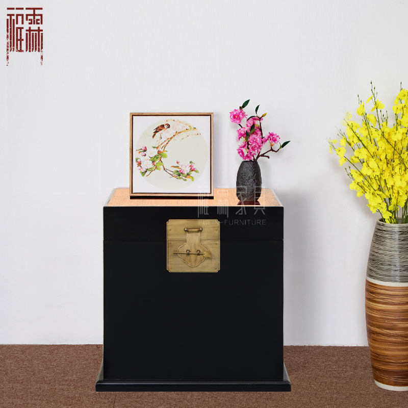 New Chinese antique and old furniture wooden box black blue white blue corner bedside box bedroom storage box shoe stool coffee table
