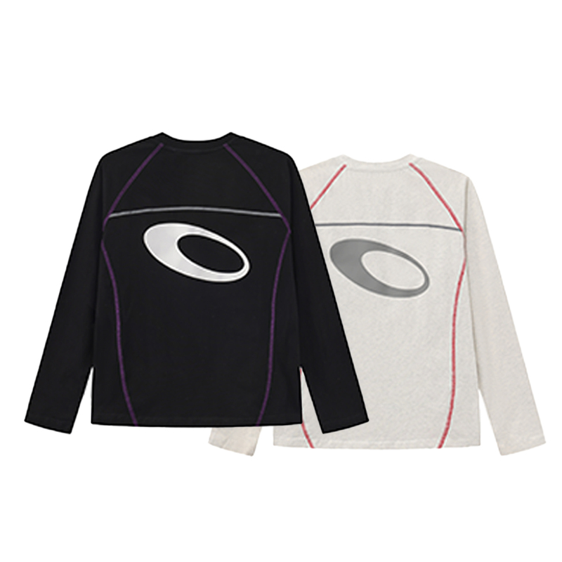 Vulcan Store Hasselblad Raglan Quick-Drying Sports Top with Contrasting Color Back Logo American-Style Crew Neck Long-Sleeve T-Shirt