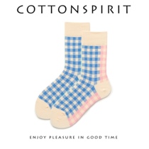 Cotton spirit socks womens Japanese simple Korean color plaid socks spring and autumn cotton ins tide Korean version of the tube socks