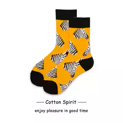 Cotton spirit orange zebra spring, summer, autumn and winter couples men and women socks trend fashion breathable mid socks