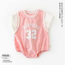  Baby girl bag fart clothes summer thin short-sleeved triangle romper one-piece baby girl clothes early autumn and summer pure cotton