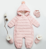 White duck down down jacket jumpsuit jumpsuit autumn and winter light female baby princess boy out to hug clothes