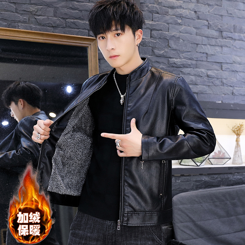 Men's Leather Jacket for Autumn and Winter 2025, Trendy New Style, Windproof Motorcycle Leather Clothing, Mature Winter Coat with Fleece Lining