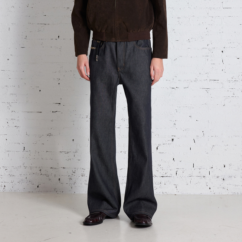 Dongjie [Solid Color Micro-Flared Raw Denim] Hand-Stitched 13.5 oz 646 Jeans Cleanfit Men's Denim