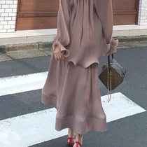  (LAMBO exclusive)Unique keel shaping wave curling edge fine pleated shirt large swing umbrella skirt