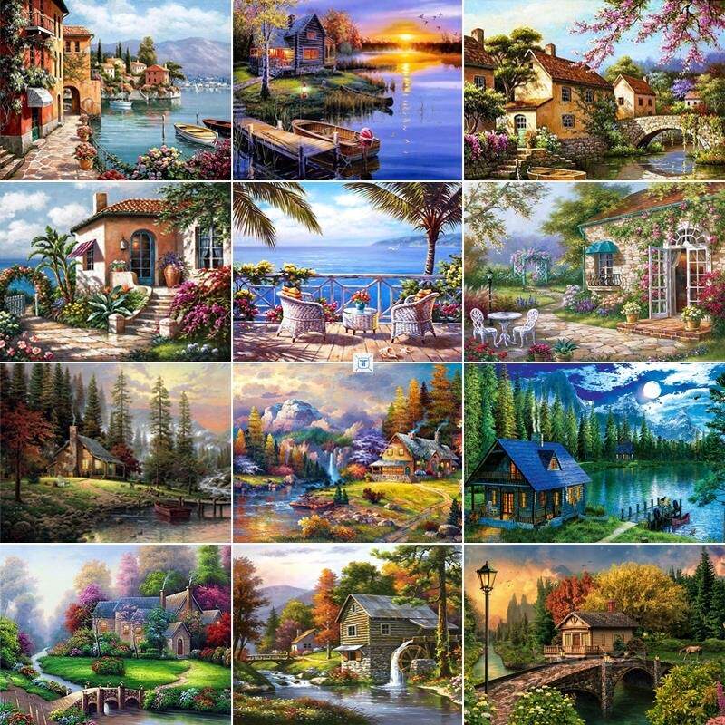5D DIY Diamond Painting Landscape Full Square Round Diamond -