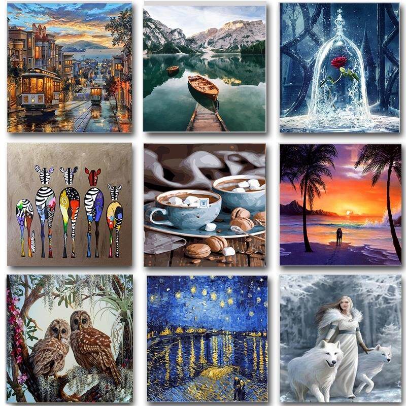 Animal Painting by numbers Landscape Set Acrylic Paint DIY-T