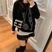 Rabbit VIP shop knocks comfortable warm cashmere heavy embroidery medium-long sweater