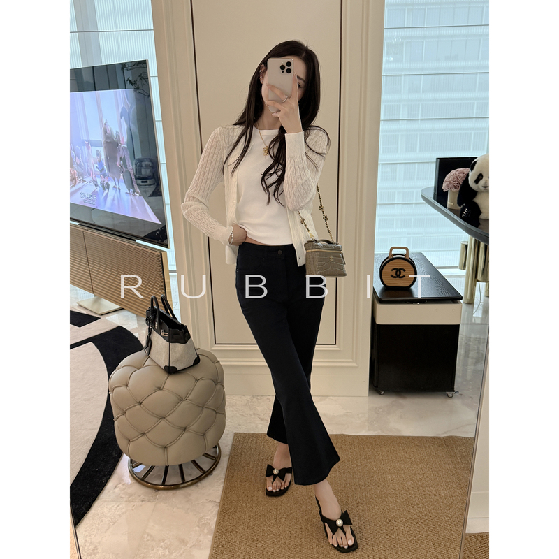 Rubbit Chic Turkish Imported Ae Denim High-Waisted Cropped Pants, Slimming and Leg-Lengthening Straight Wide-Leg Pants Rubbit Chic Turkish Imported Ae Denim High-Waisted Cropped Pants, Slimming and Leg-Lengthening Straight Wide-Leg Pants