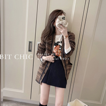 Rubbit chic21 winter new caramel hide blue colored all wool knitted sweater coat woman