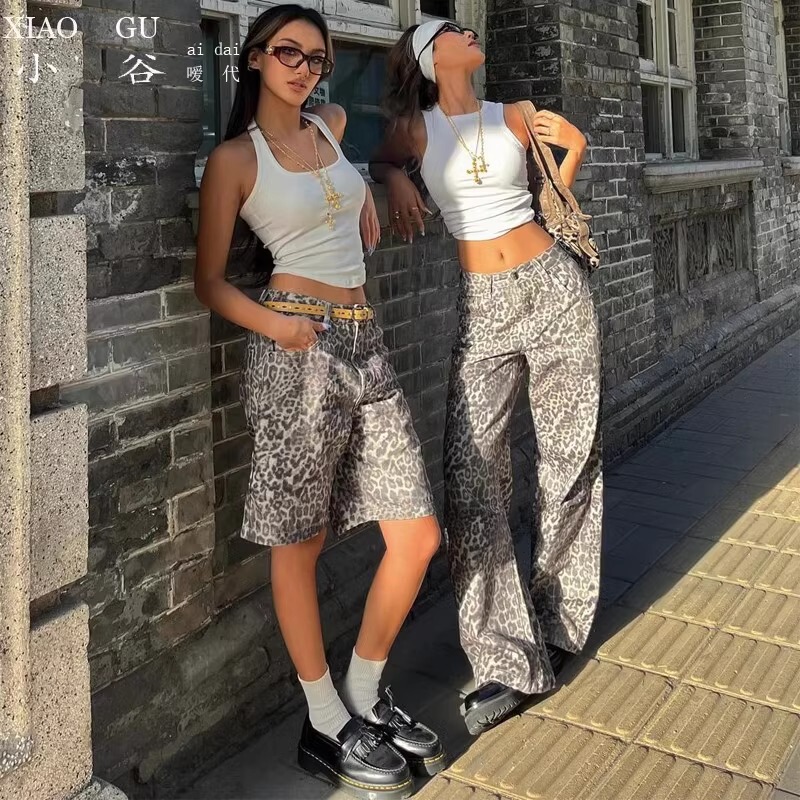 [Official Authentic Product] Jaded London Dilraba Dilmurat and Song Yanfei's Same Style Leopard Print All-Over Wide-Leg Cargo Pants
