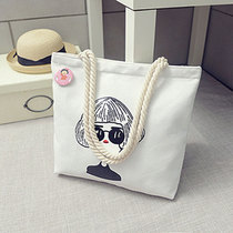 Korean version of the simple ins large-capacity canvas bag womens shoulder lazy style literary small fresh student portable shopping bag