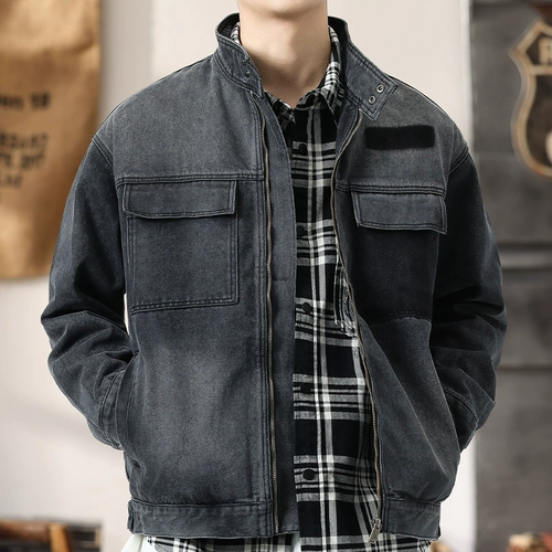 Джинсовая куртка, короткое мужское термобелье для отдыха, изысканный стиль, подходит для подростков, осенняя, оверсайз