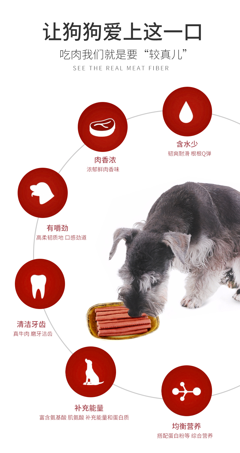 Chó ăn nhẹ dải thịt bò tải 1 kg vật nuôi Teddy canxi bên chăn nuôi đào tạo phần thưởng hạt thịt bò Bomei Golden Retriever - Đồ ăn vặt cho chó thức ăn chó ganador