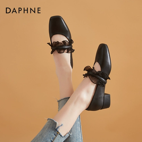 Бабушка Дафна обувь женская мелкая рта 2020 Новый волшебный ветер средний каблук.