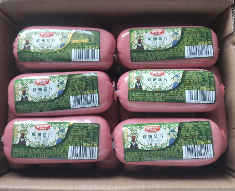 Rainlu fresh and tender salt square 250g ham sandwich hot pot rice line sausage 30 bag 1 box of Jiangjiang Shanghai Anhui