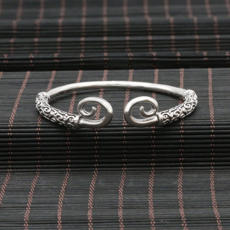 Supply S925 sterling silver jewelry retro old personality creative Qi Tian Sheng tight hoop ring men's open bracelet