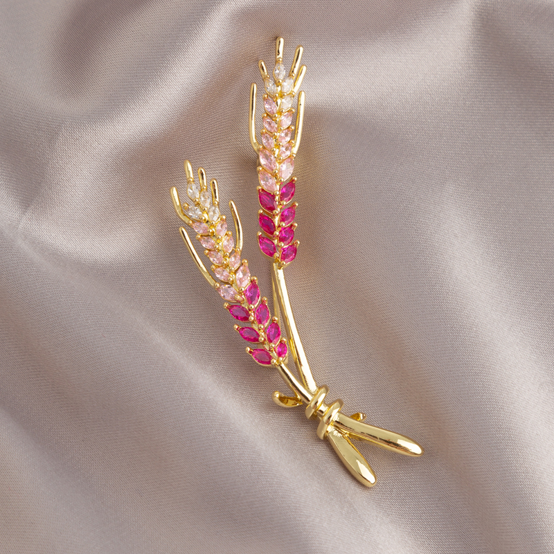 Wheat Ear Brooch Woman Design Sensation Small Crowdsourced Breast Flowers Clothes Do N't Pin Silk Scarves Fixed Dresses Anti Walking Light Buttons-Taobao