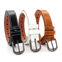 Japanese FC womens belt with hollow embossed gun black buckle belt fashion versatile jeans decorative belt for women