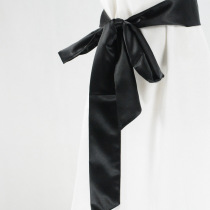 Japan FC Korean version thin and narrow silk scarf for women spring and autumn solid color chiffon extra long scarf belt black and white versatile summer scarf