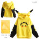 Direct selling spring, autumn and winter clothing, color matching, cute plus velvet hooded yellow cute cartoon Pikachu student sweatshirt for men and women