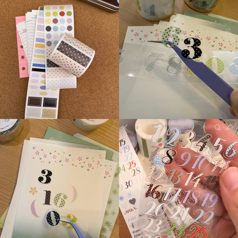 Packaged Cat Blowing Bubbles Polka Dot Number Stickers Polka Dot Element Dot Tape Journal Base Decoration Packaged Cat Blowing Bubbles Polka Dot Number Stickers Polka Dot Element Dot Tape Journal Base Decoration