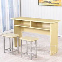 Primary and secondary school students desk tutoring training class strip solid wood desks and chairs school classroom double conference table and chair combination