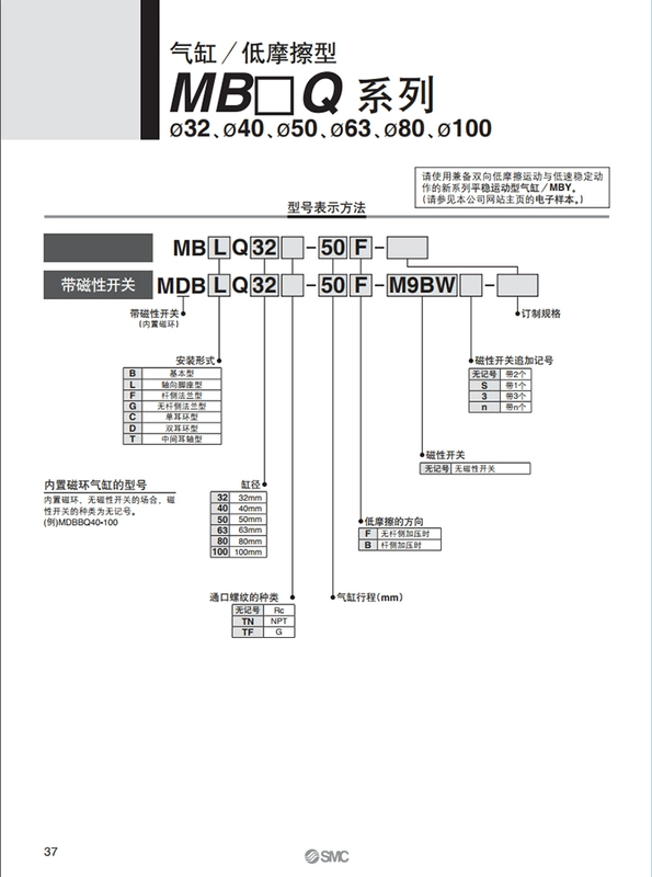 xy lanh khí nén 1 chiều Xi lanh SMC MBB/MDBB xi lanh tiêu chuẩn 32/40/50/63/80/100/125-25-500-1000 xi lanh khí nén 2 hành trình giá xi lanh khí nén mini