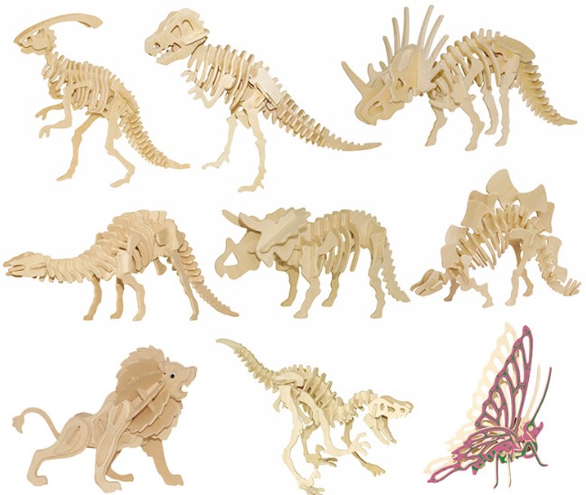 Wooden three-dimensional quadrillian simulation jigsaw puzzle barking dragon and dragon children's puzzle manual assembly combined parquet