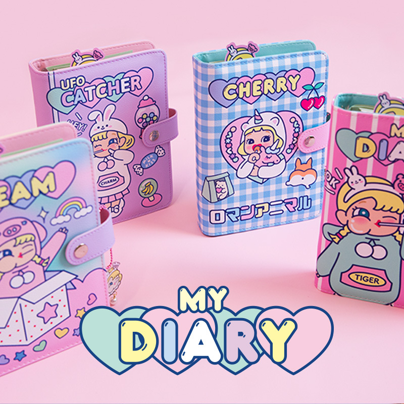 Notebook Small Halal New Ins Pink Teenage Girl Hearts Baton Candy Girls Loose-leaf A6 Nets Red Money Hand Ledger This Suit Cute Creative Thickening Travel Pane Ben Personality Student Diary book