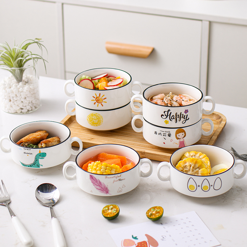 Creative Japanese ceramic dessert bowl bird's nest bowl sugar water white fungus soup bowl ice cream salad pudding bowl double ear soup bowl