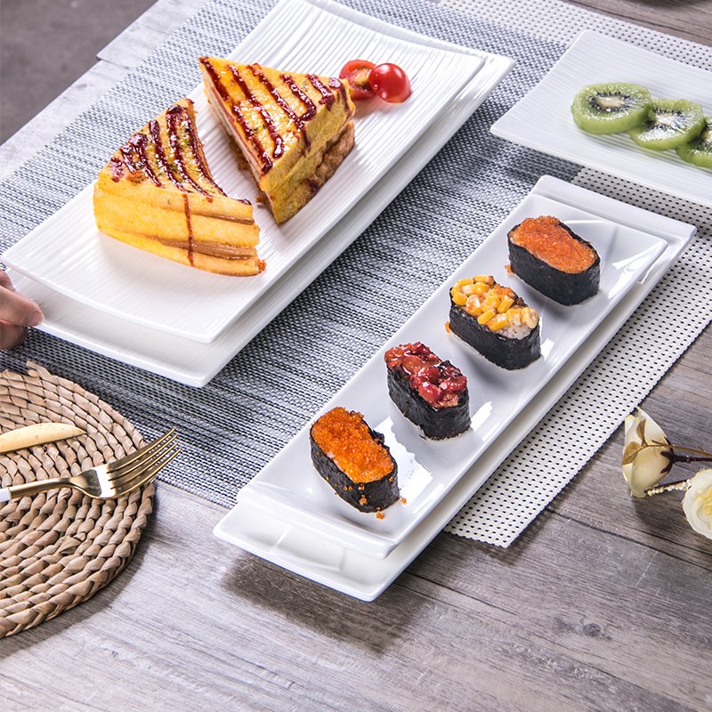 Rectangular dessert flat plate fish plate household cake ceramic Japanese creative western food tray sushi plate