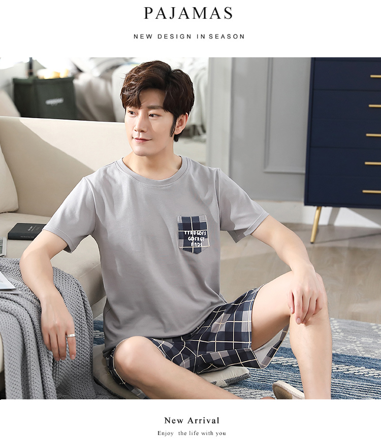 Nam Cực nam phương thức của bộ đồ ngủ mùa xuân và mùa hè quần short và áo ngắn tay mùa hè phần mỏng tracksuit 2021 New đồ bộ nam trung niên